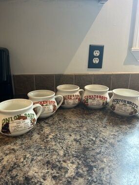 Vintage soup recipe bowl set of 5